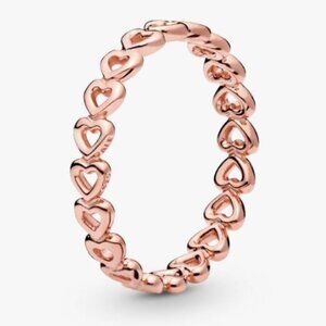 Pandora - Band of Hearts Ring (14K Rose Gold Plating)